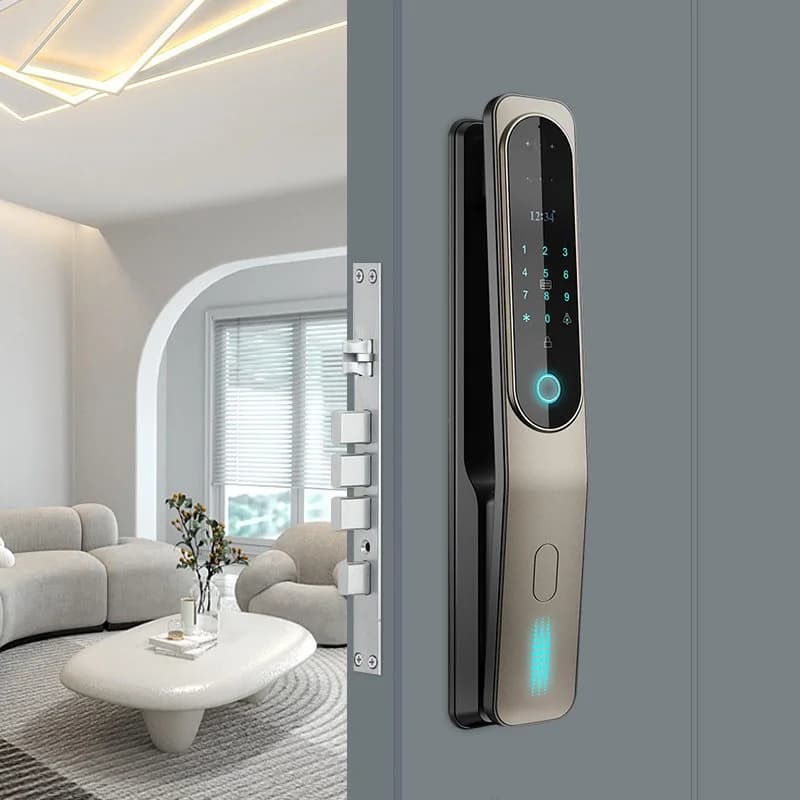 Tuya Smart Lock Riconoscimento facciale 3D WiFi Porta scorrevole automatica Videocitofono Impronta digitale Password Cloud in lega di alluminio