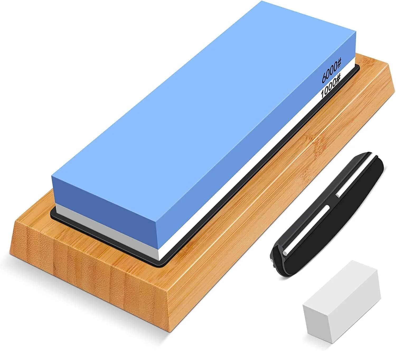 iOhn Whetstone Set di pietre per affilare coltelli da cucina a 2 lati, grana 6000/1000 (5 pezzi)