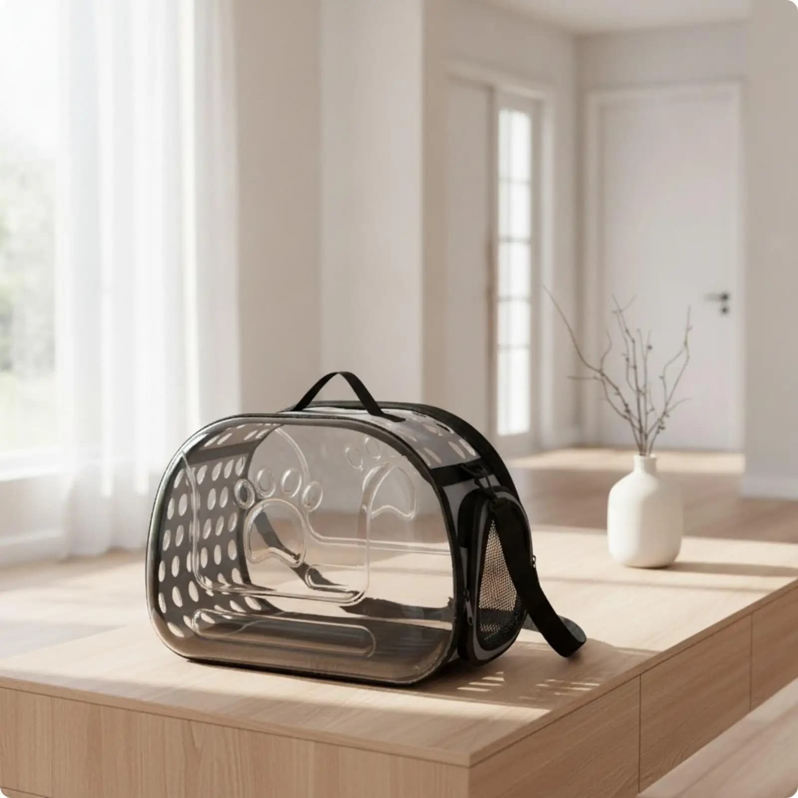 Pet Travel Backpack Carrier for Cats with EVA Foam Shell and Side Mesh Panels for Grooming Visits