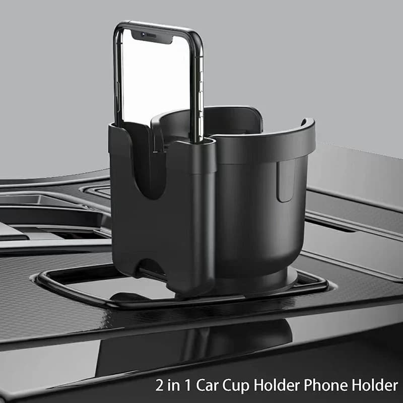2-in-1 Auto Car Cup Holder Phone Mount Multi-Function Bottle Holder for Car Interior Accessories for Coffee Water Other