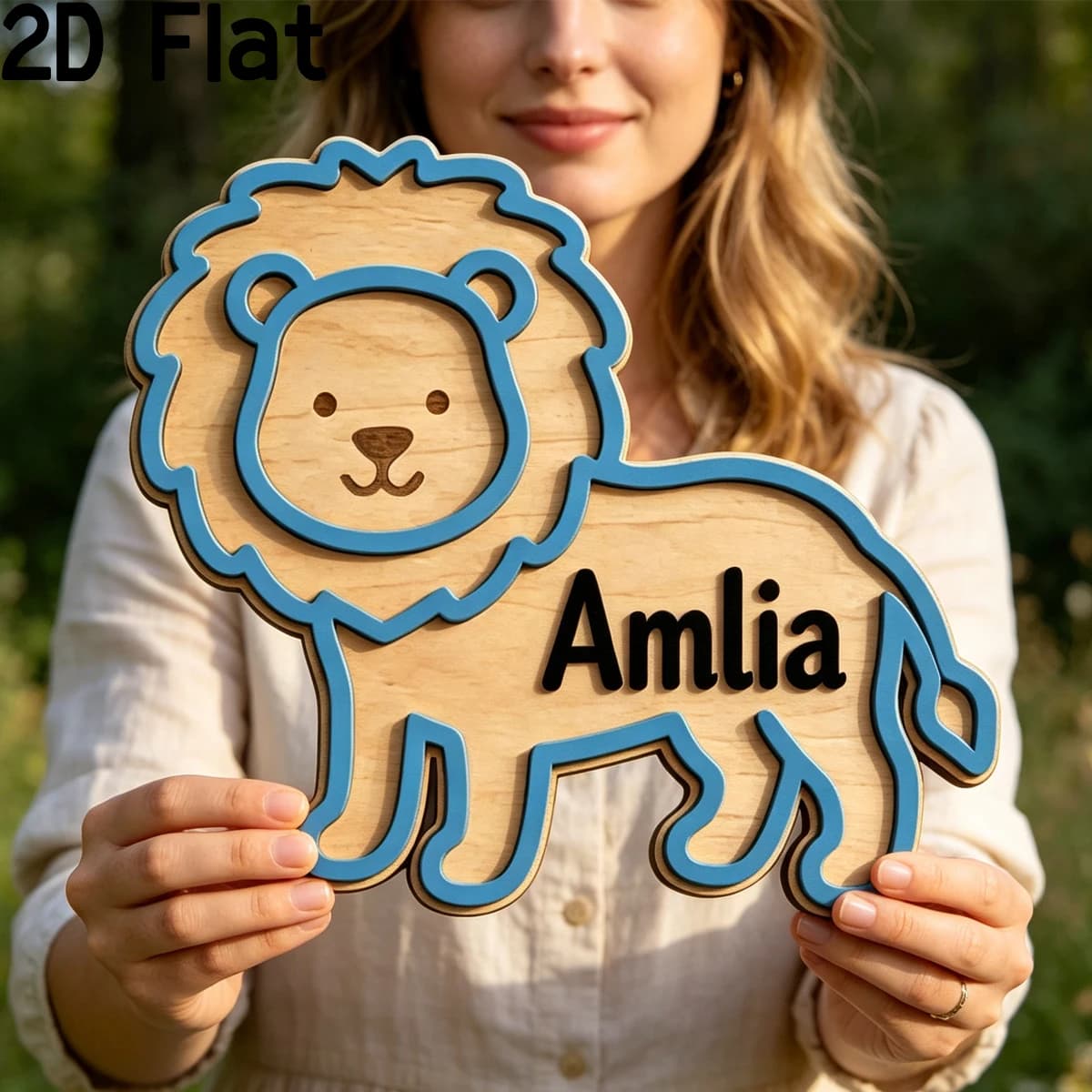Custom blue Lion Wooden Name Plaque,Party Decor,Home Decor,Plaques,Photo Props,DIY Paintable,birthday gift,Christmas,Name Sign