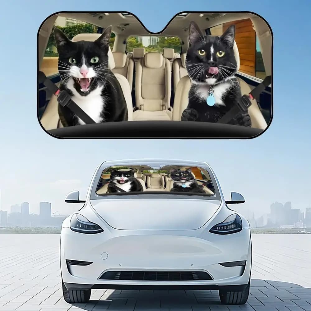 Divertente Parasole per Auto a Forma di Gatto Nero, Riutilizzabile in Alluminio, Protezione UV e Isolamento Termico