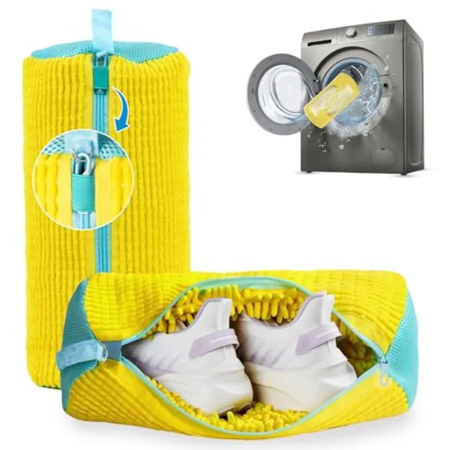 Shoe Washing Machine Bag 2 Pcs Reusable Laundry Shoe Bag, 360° Deep Cleaning Sneaker Washing Bag, Durable Mesh Net with Zipper