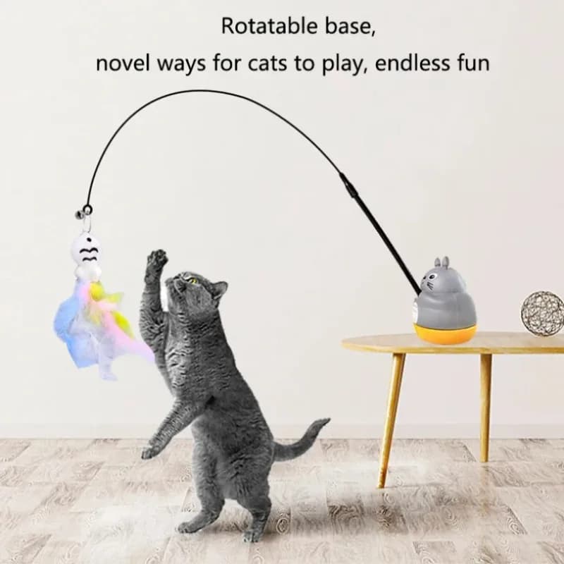 New cat funny stick for cats steel wire long pole cute toy for kitten fishing rotating toy for pets embossed pleasure