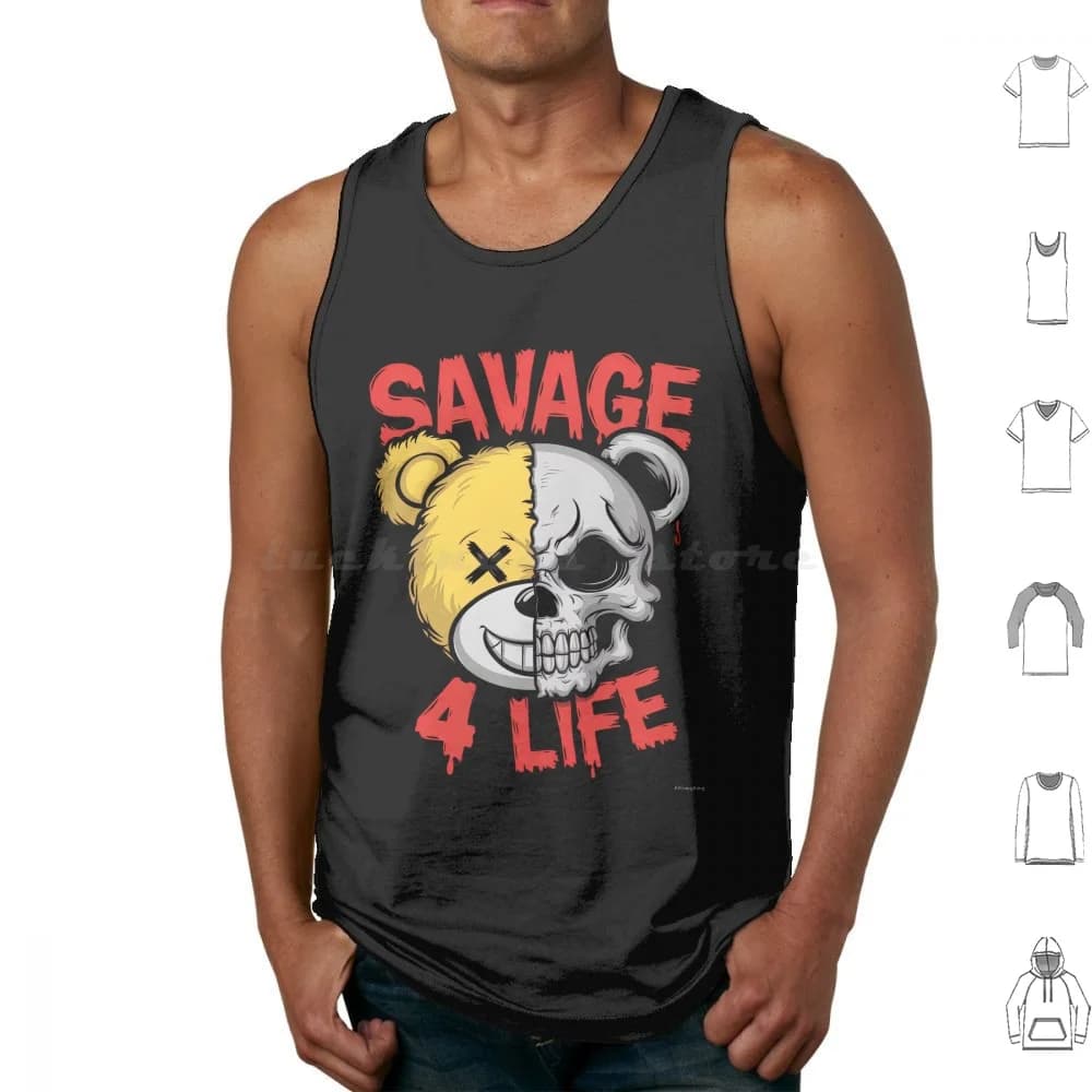 Savage 4 Life Canotte Gilet senza maniche Savage 4 Life Teddy Bead Scheletro Teddy Bear Horror Spaventoso Spaventoso Divertente Divertente Savage