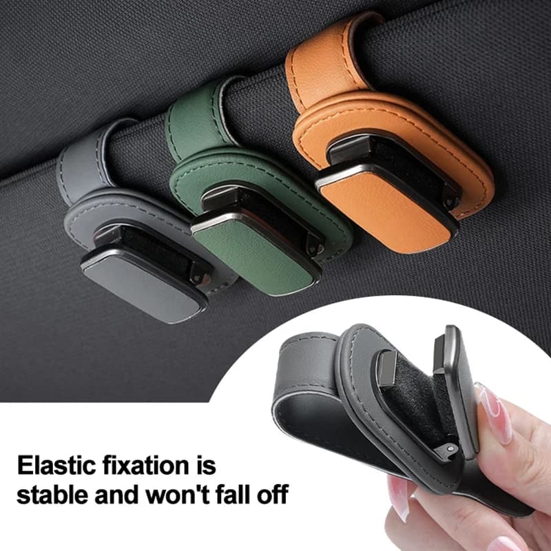 Universal Magnetic Car Sunglasses Holder – Leather Eyeglass Hanger Clip