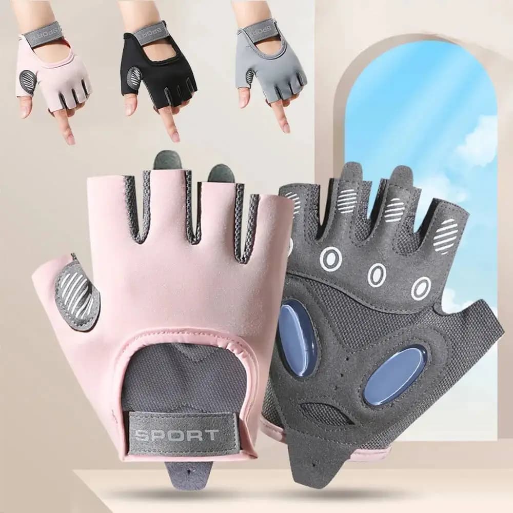 Sports cycling gloves with half dynamic anti-slip fingers for breathable gym workout