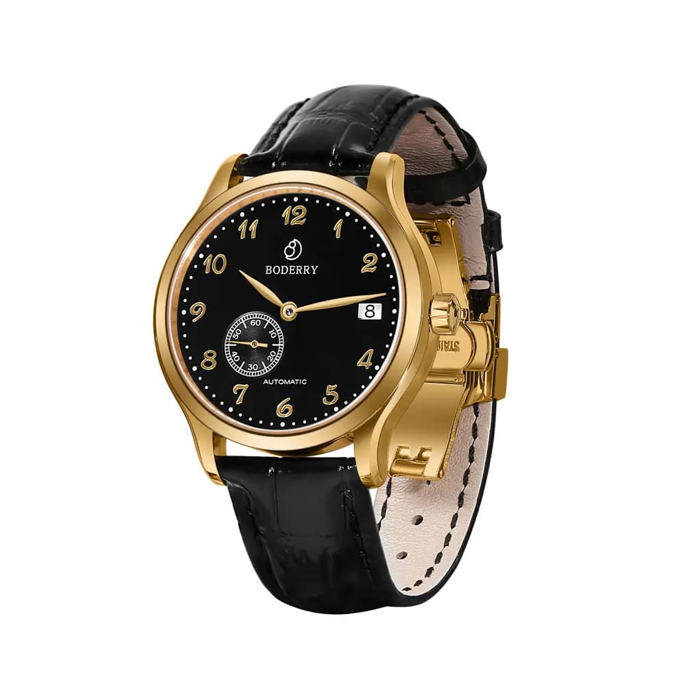 BODERRY Automatic Men's Watch with Microrotor Mechanical Men's Wrist Watch Waterproof Stainless Steel, Sapphire