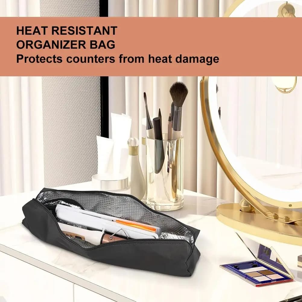 Borsa da viaggio per ferro arricciacapelli, custodia per strumenti di styling ad alta temperatura in tessuto Oxford