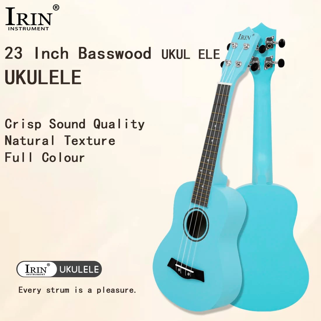 Ukulele in tiglio da 23 pollici, chitarra acustica a 4 corde, strumenti musicali arrancati per la pratica delle prestazioni, suono morbido e costante