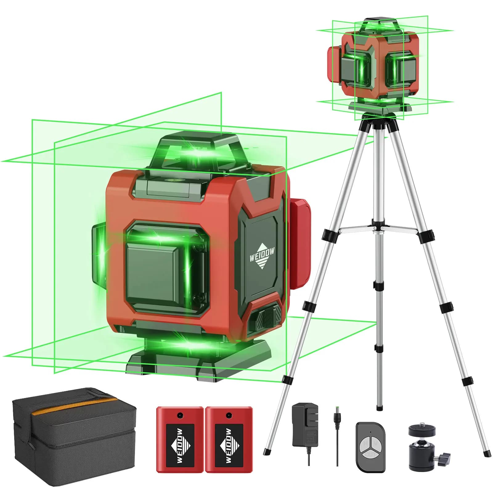 Professional laser levels WEIDDW 4D 16 lines with treppied suitcase 360 ° Laser at vertical level horizontal self-leveling