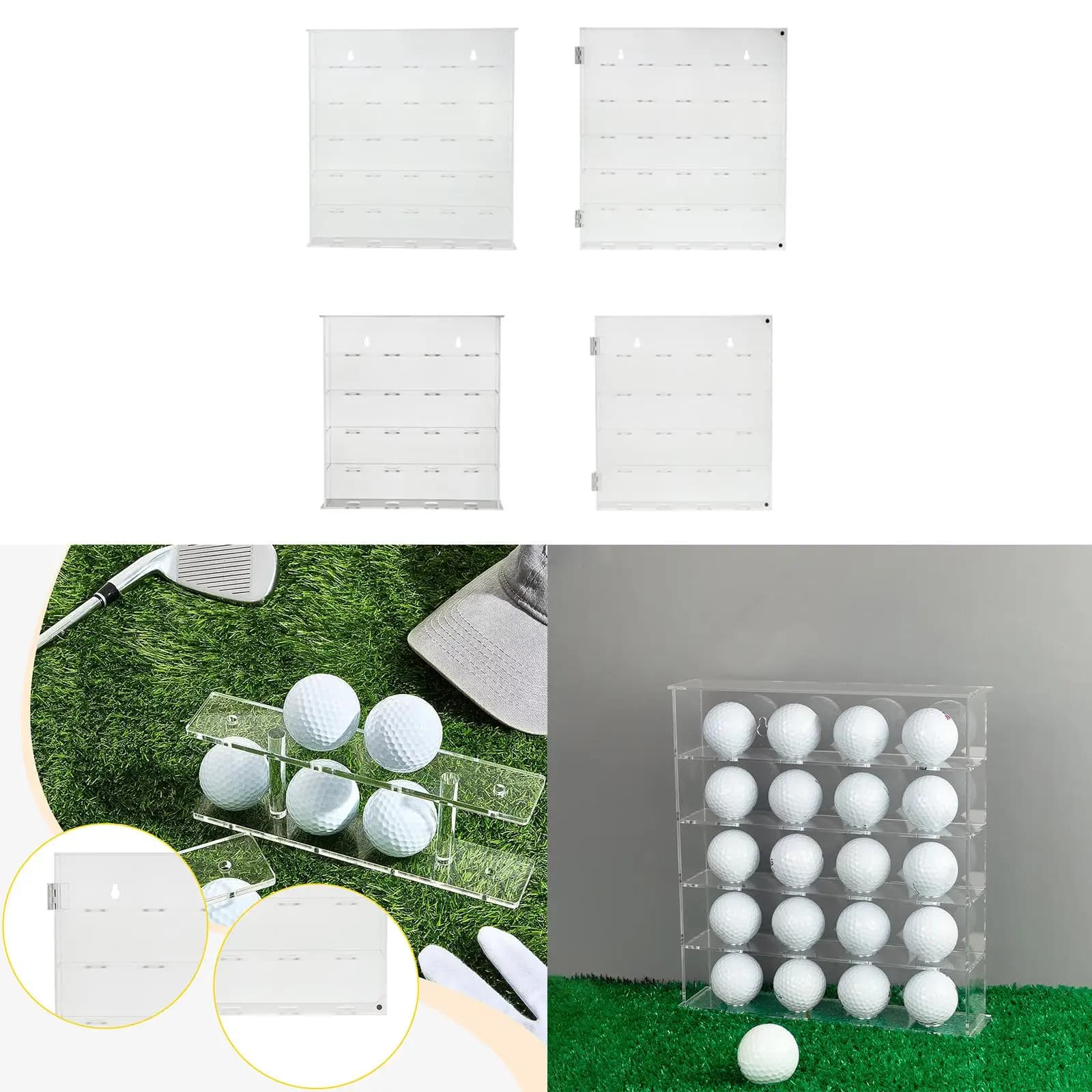 Espositore per Palline da Golf, Organizzatore da Parete Resistente, Portaoggetti per Collezioni, Supporto per Palline da Golf