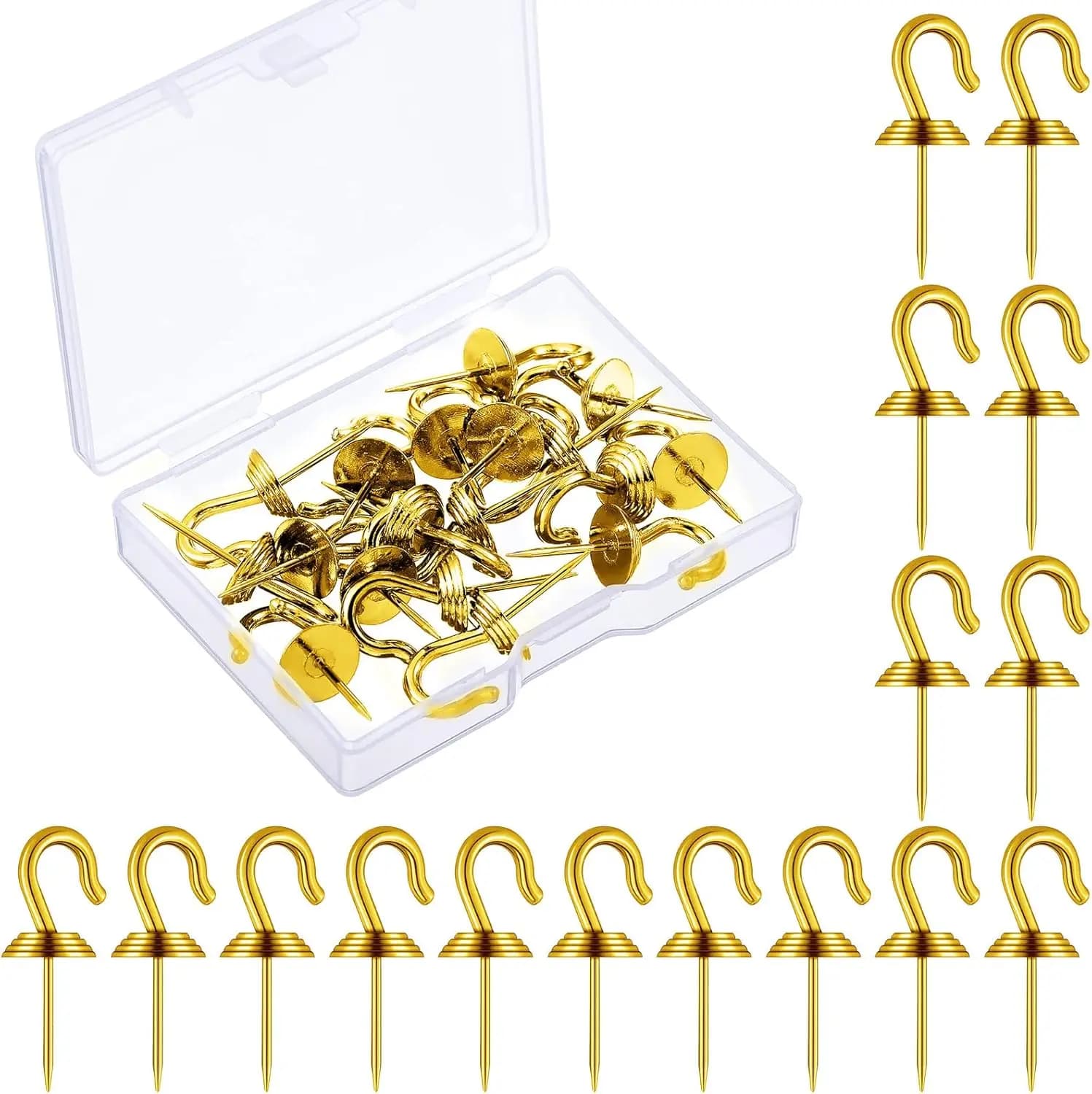 Ganci a spillo da parete, confezione da 60, ganci in metallo per appendere oggetti fino a 9 kg, ganci decorativi invisibili per foto, per casa, ufficio, scuola, feste
