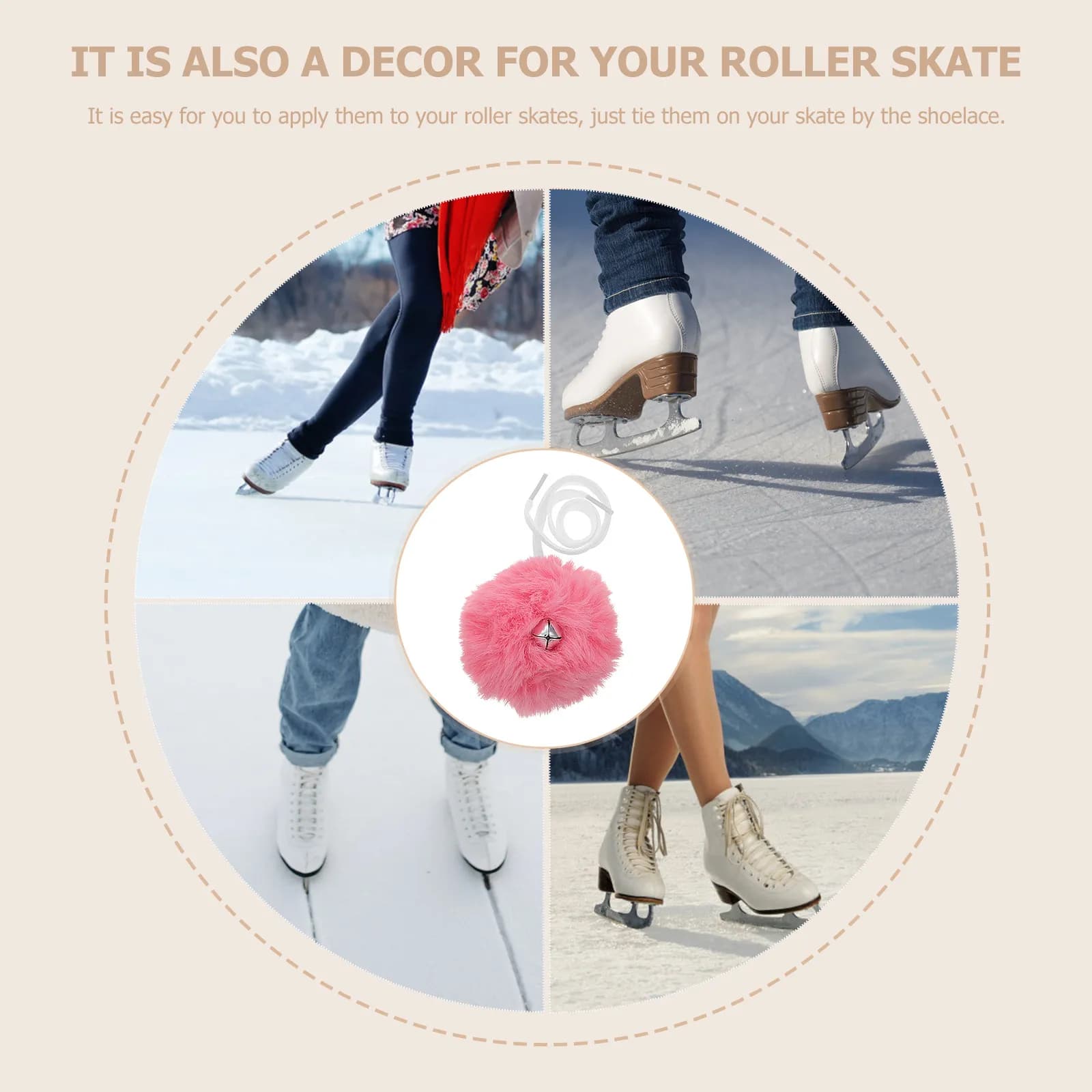 2Pairs Roller Skates Pom Poms Shoelaces Ice Shoes Skate Laces for Boots Skating Shoe Decor Shoe Laces