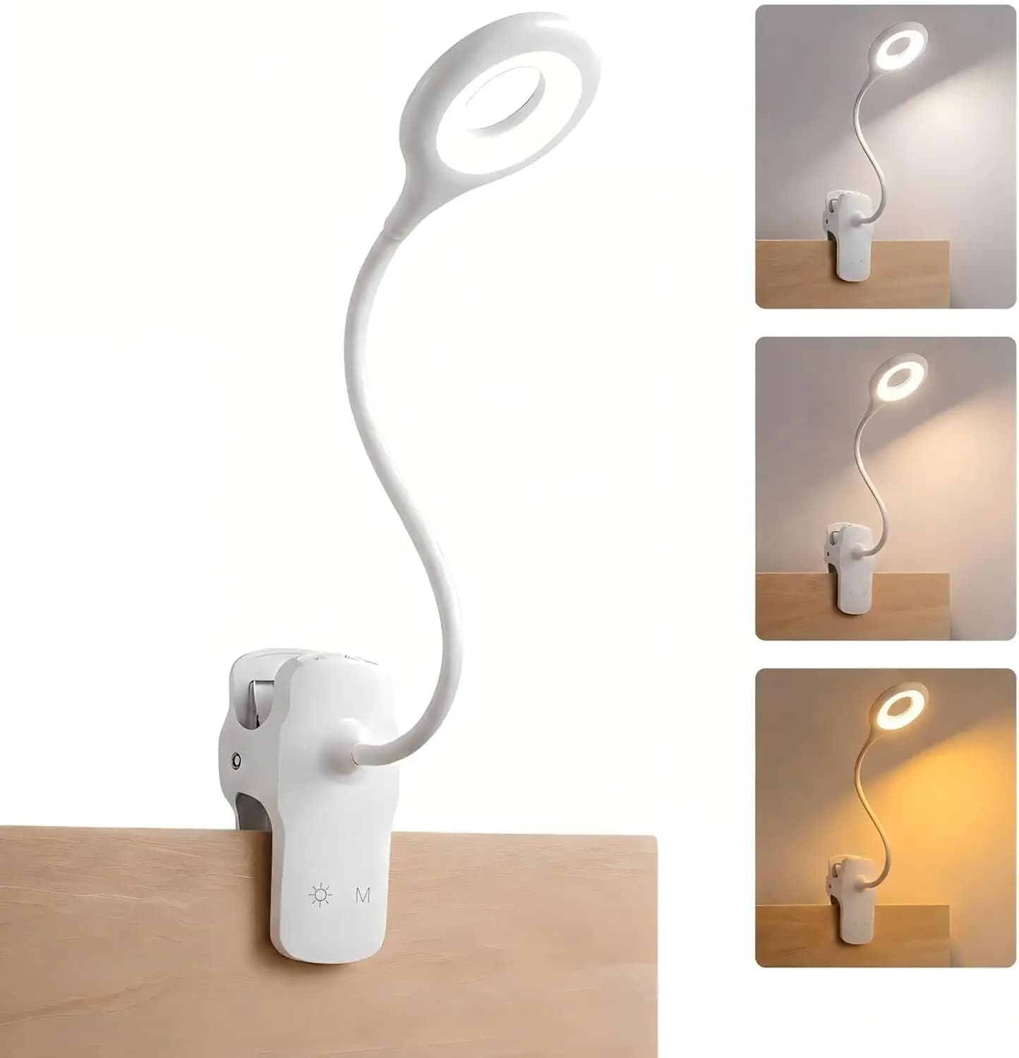 Lampada da Lettura Ricaricabile con Clip, 3 Colori 3 Livelli di Luminosità 28 LED Lampada da Scrivania con Morsetto per Testiera Letto e Tavolo