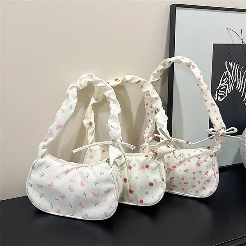 Borsa a tracolla con stampa fragola dolce ciliegia alla moda Borsa a tracolla retrattile per ragazza Borsa per ascelle Borse per pendolari da donna Regali