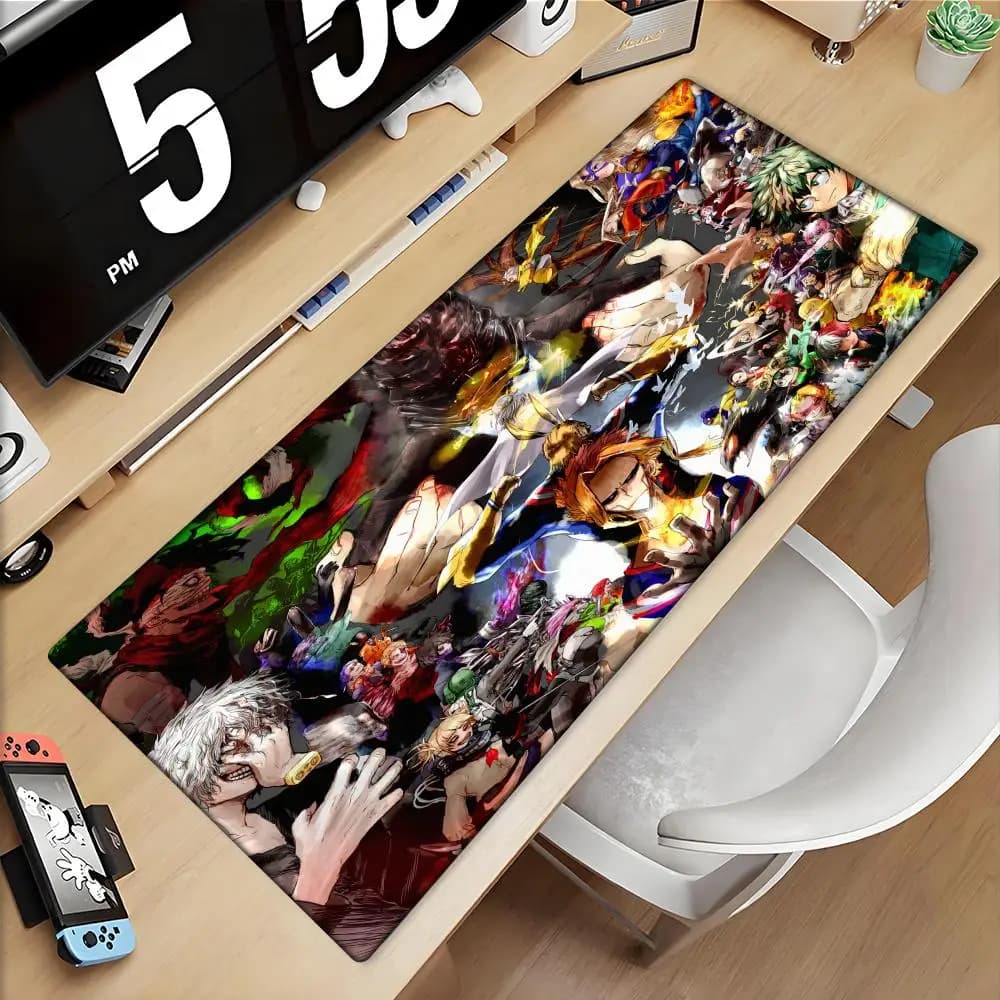 Tappetino per mouse Bakugou Katsuki My Hero Academia Anime, tappetino per mouse da gioco di grandi dimensioni, con bordi rinforzati, per tastiera del computer, tappetino da scrivania