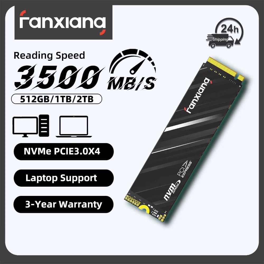 Fanxiang S501Q SSD M.2 da 3500MB/s, disco rigido da 512GB, 1TB, 2TB, PCIe 3.0 NVMe M2 SSD, unità a stato solido interna per laptop e PC desktop