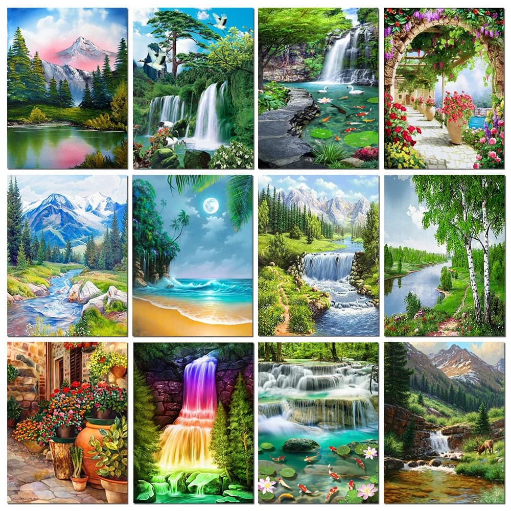 Fai da te pittura diamante 5D paesaggio foresta arte strass immagine cerchio completo mosaico punto croce ricamo decorazioni per la casa regalo per hobby