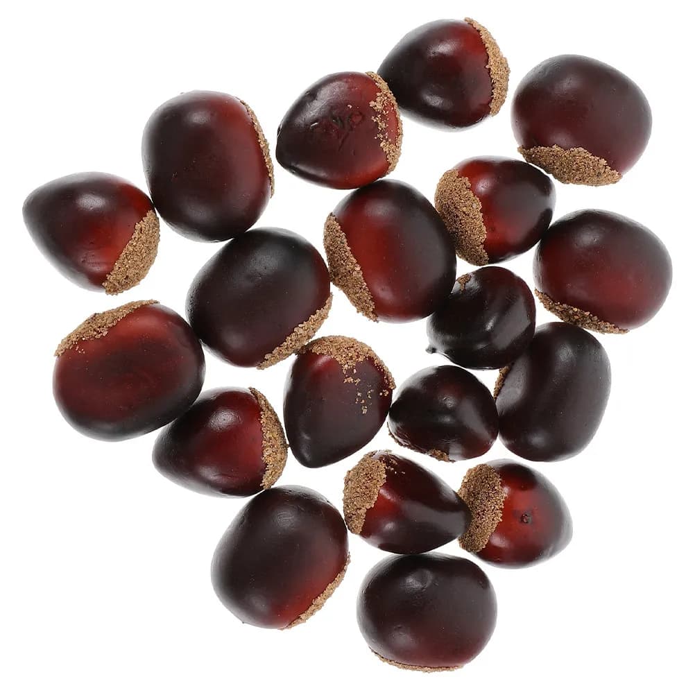 30Pcs Artificial Chestnuts Decoration Realistic Simulation Chestnut Display Nut Decor Party Table Dried Fruit Props