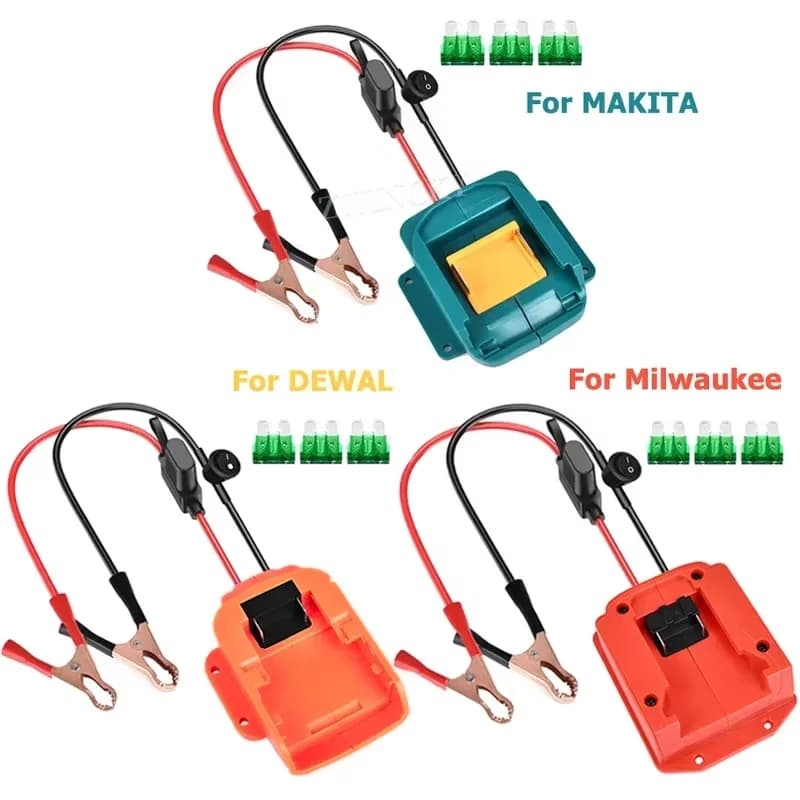 Avviatore di emergenza per auto per Makita/Milwaukee/Dewalt 18V Adattatore per batteria al litio Dispositivo di avviamento per auto Booster Clip per convertitore di avviamento di emergenza