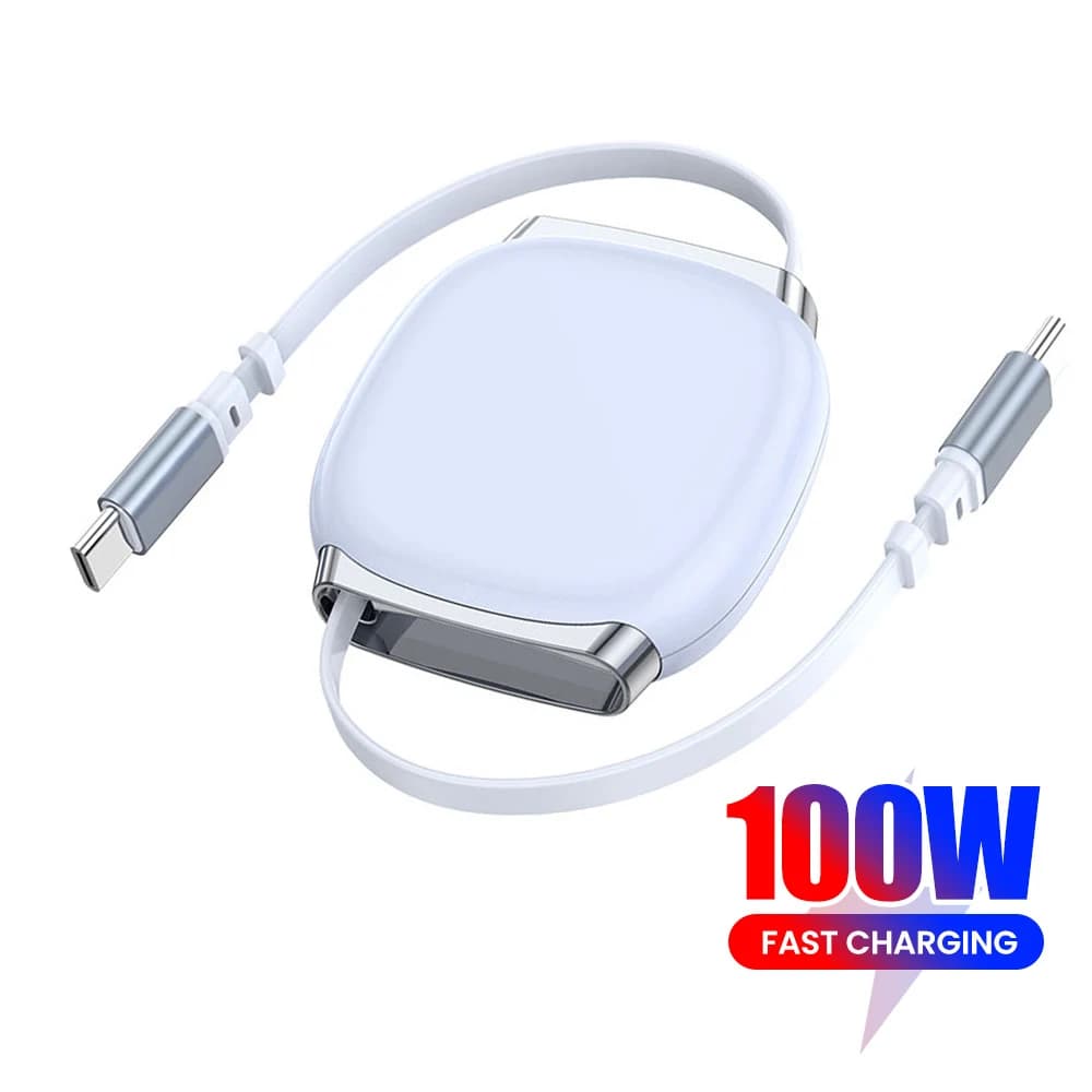 Cavo di ricarica retrattile PD 100W da tipo C a tipo C ricarica rapida per iPhone 15 16 Samsung Xiaomi Huawei Cavo da USB C a USB C da 1M