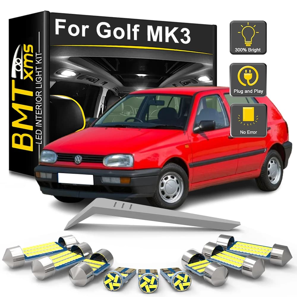 BMTxms 10 pezzi Canbus per VW Volkswagen Golf 3 MK3 MKIII III 1991 1992 1993 1994 1995 1996 1997 1998 Kit lampadina interna a LED