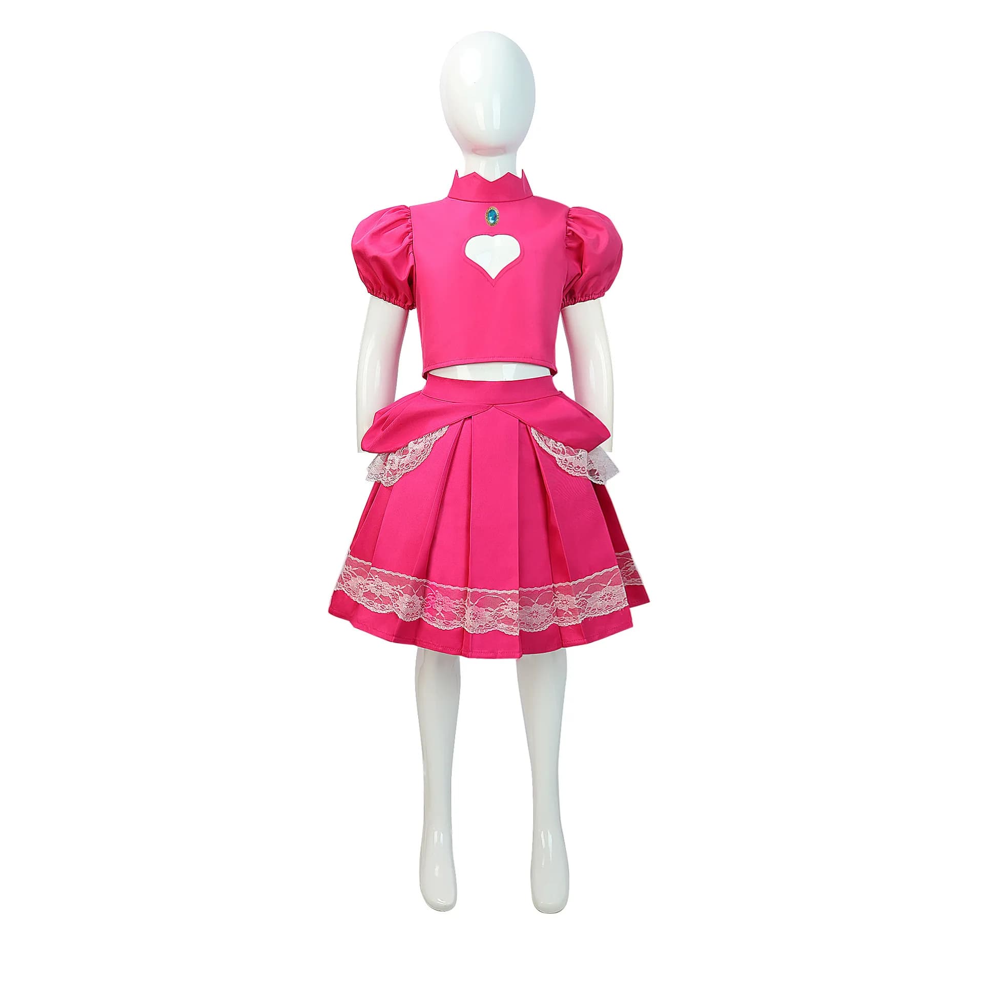 Super Marie Cos Suit Mario Brigitte Peach Princess Abito rosa Cosplay Costume di Halloween