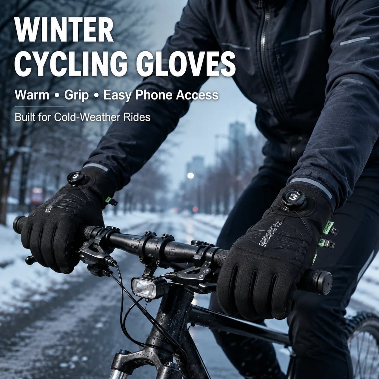 Winter Cycling Gloves Men Women Thermal Windproof Water Resistant Anti Slip Bike Gloves with Open Thumb Index for Outdoor