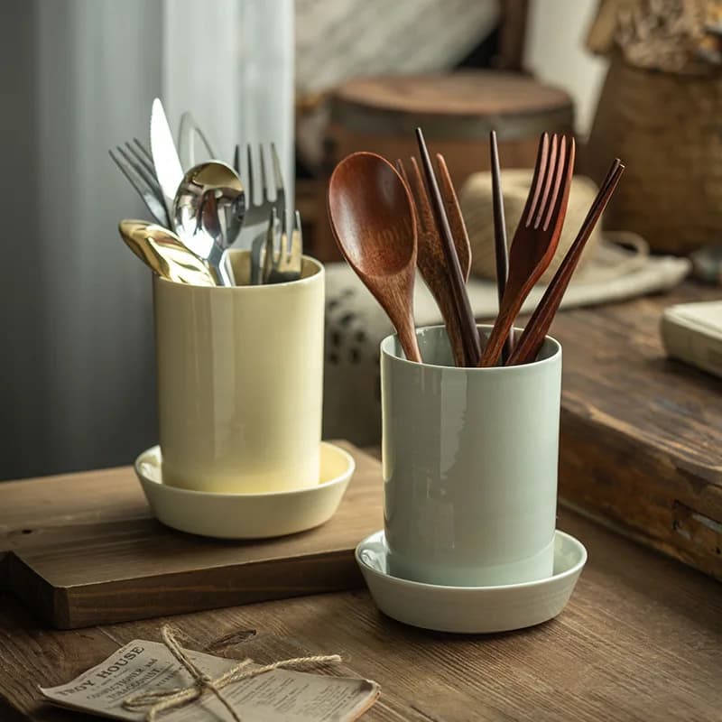 Contenitore per bacchette in ceramica YFY, porta coltelli, forchette e cucchiai per cucina domestica, contenitore per bacchette da tavola per hotel.