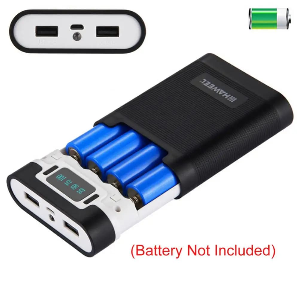 Custodia portatile per banca di potere fai-da-te Guscio vuoto 4 slot Custodia per batteria 18650 Doppio USB 5V/2.5A Accessori per banca di potere