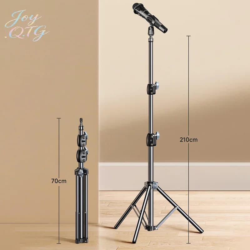 Support for Microphone with Tripod 1.7-2.1M, Cross Arm 66CM with Clip and Phone Support