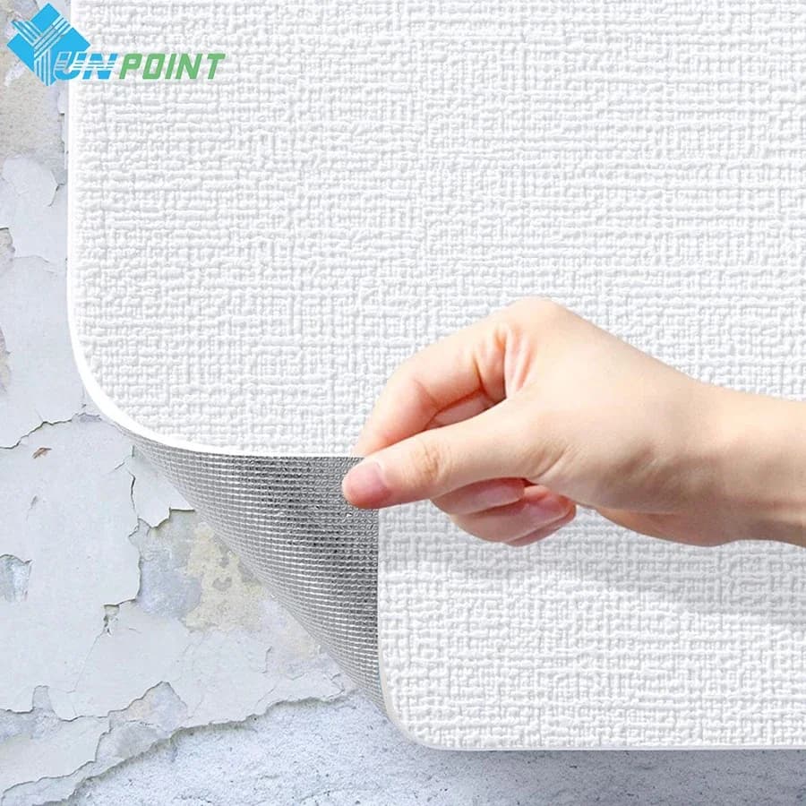 3D Linen Self Adhesive Wallpaper Warm Bedroom Background Wall Sticker Waterproof Moisture-Proof Foam Wall Paper Home Decoration