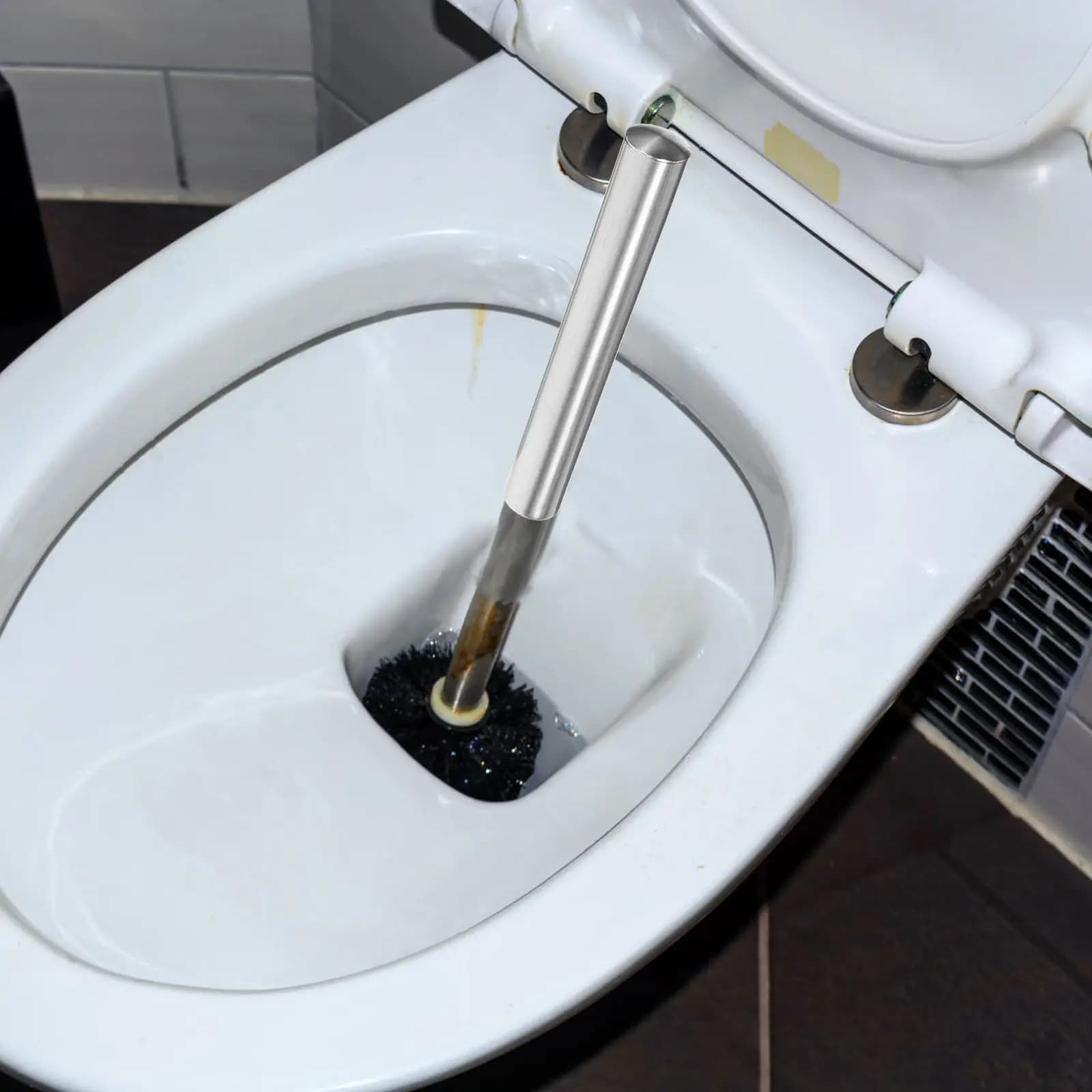 2 Pezzi Manico di Ricambio in Metallo per Spazzola WC, Manico Lungo in Acciaio Inossidabile Resistente per Accessori Spazzola per WC