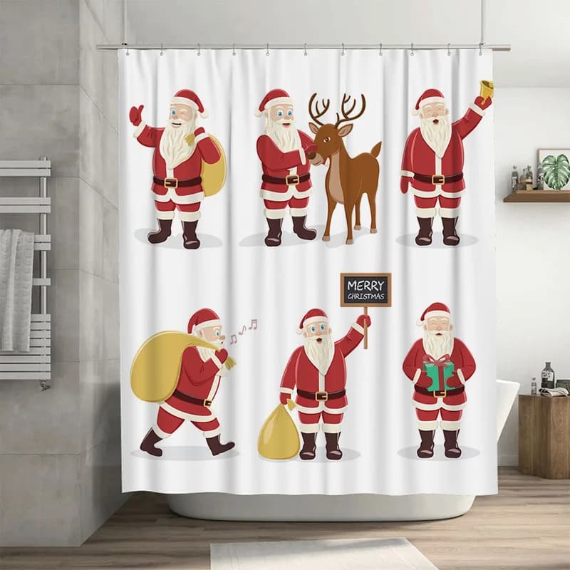 TU Tenda da doccia natalizia Decorazioni festive per le vacanze Set da bagno in tessuto reversibile Modello natalizio impermeabile Decorazioni per la casa per le vacanze Regalo