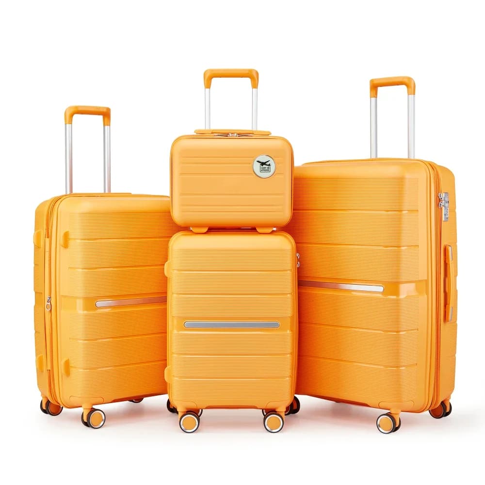 Set di 4 Valigie Espandibili in PP 14/20/24/28 Pollici, Leggere e Resistenti con Ruote Girevoli per Viaggi