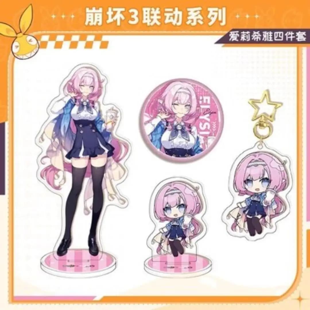 Gioco Honkai Impact 3rd x COCO Joint tema Cosplay set Elysia Kiana Stand Badge portachiavi Anime Cartoon accessori confezione regalo di natale