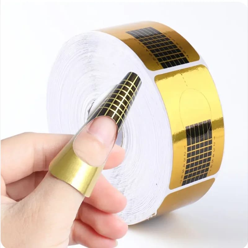 100 pz Nail Art Forma Francese Acrilico UV Gel per unghie Suggerimenti Forme di estensione Guida Adesivi Nail Building Gel Curl Forme Stampo Manicure