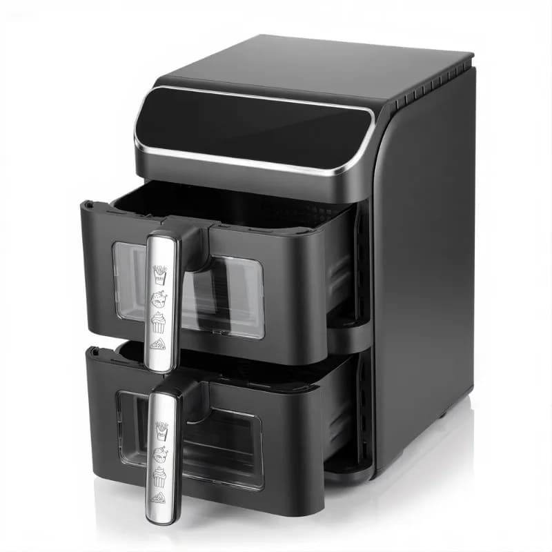 New Design Upper and Lower Heating,Large Capacity 12 Liter Electric Smart Digital Dual Basket Overheat Touch Screen Air Fryer