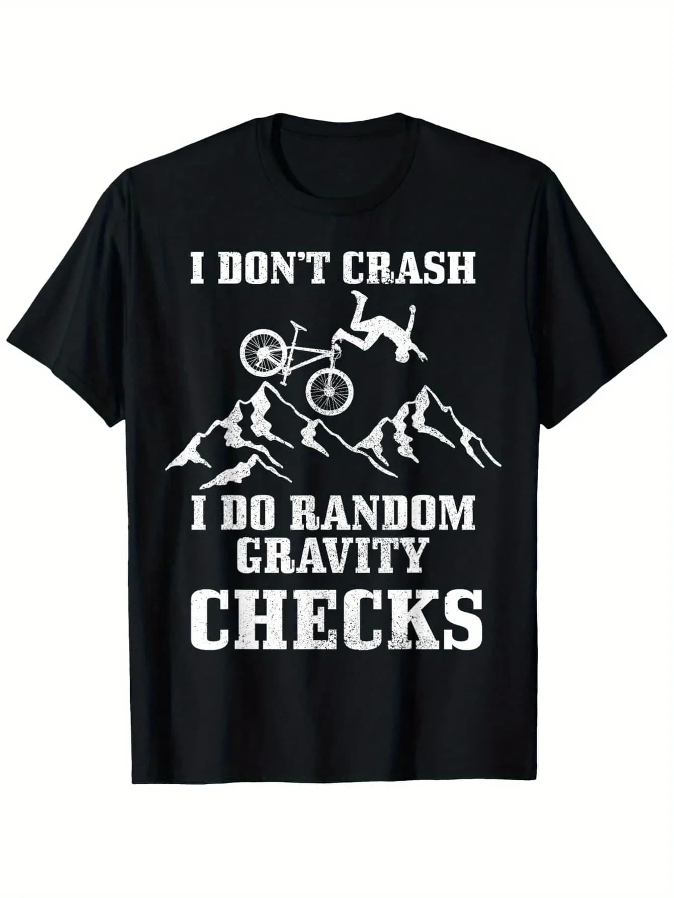 Mountain Bike T-shirt "I Don't Crash" - 100% cotton S-XXXL, funny black t-shirt for cyclists