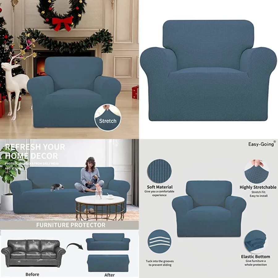 Stretch Chair Sofa Slipcover 1-Piece Couch Sofa Cover Furniture Protector Soft with Elastic Bottom for,Pet. Spandex Jacquard Fa