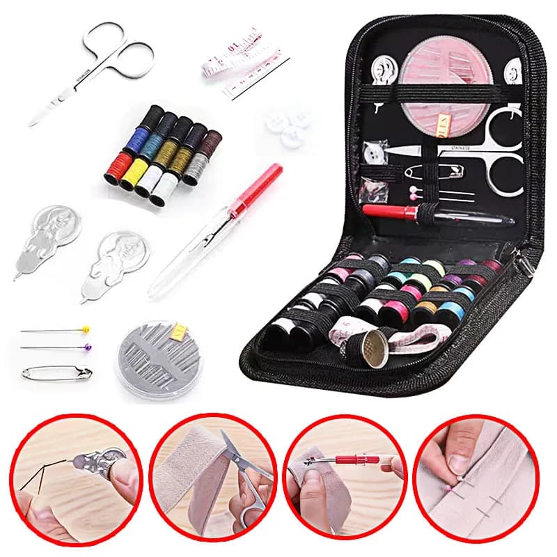 1 pz/28 unid/set Kit Da Cucire Per Uso Domestico Portatile Box FAI DA TE Ricamo Lavoro A Mano Strumento Aghi Filo Forbice Set Forniture Per La Casa Da Viaggio
