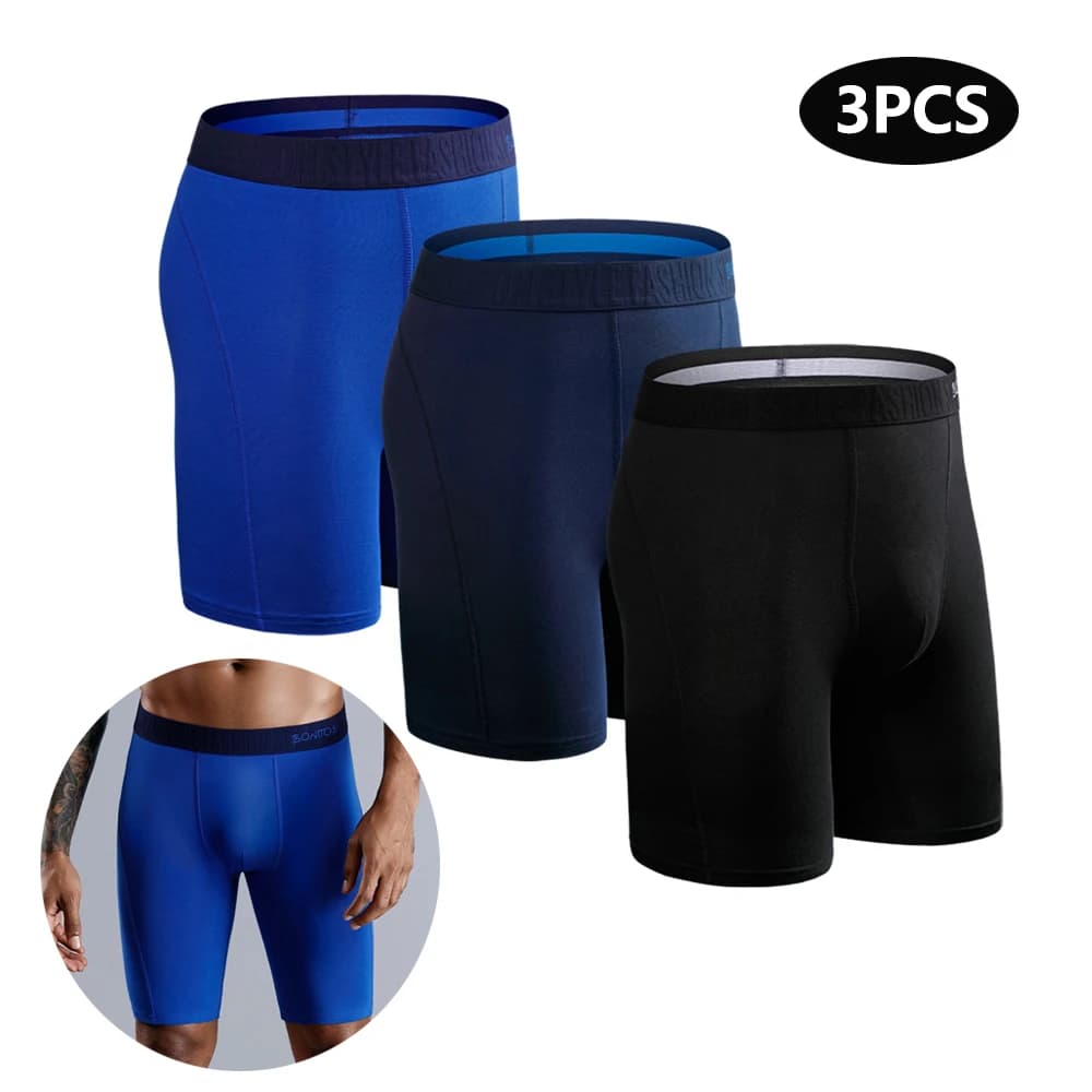 3 pezzi nuove mutande da uomo boxer lunghi per uomo Underware mutandine da uomo in cotone famiglia pantaloncini maschili Sexy