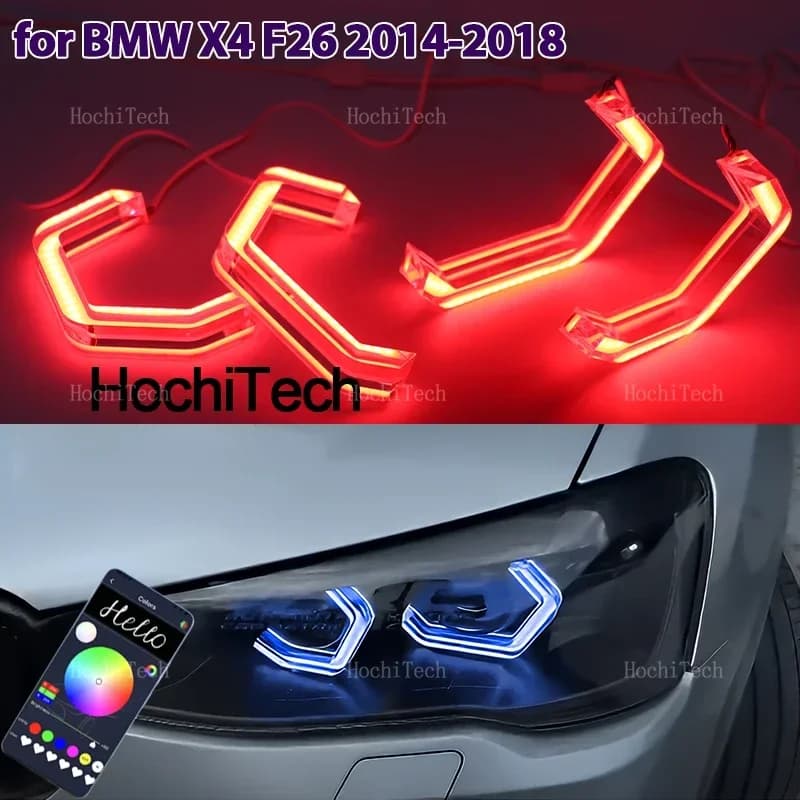 RGB colorato Angel Eyes Anelli Led stile M4 Controllo APP Faro per auto DRL Luce di marcia diurna per BMW X4 F26 2014-2018