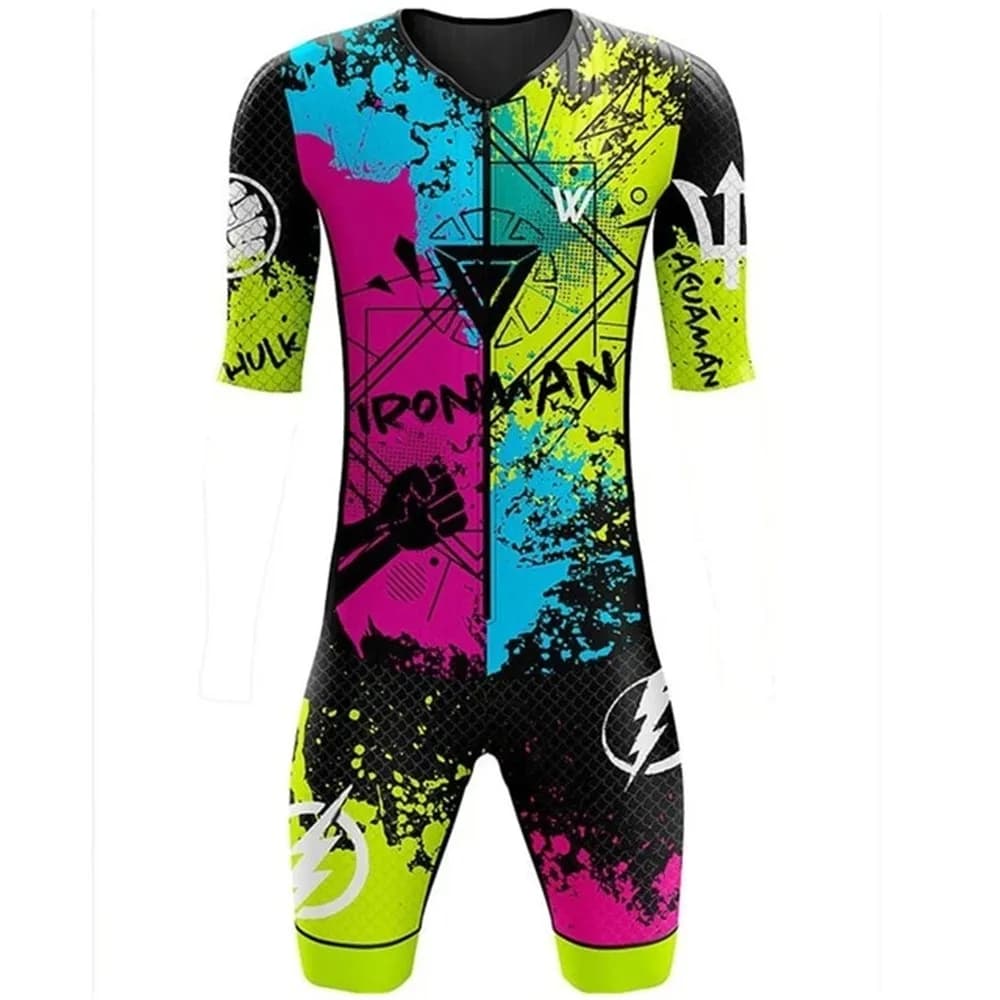 Men's Triathlon Suit Pro Team Race Cycling Suit with Thin Padding Fast Drying Swimwear Running suit