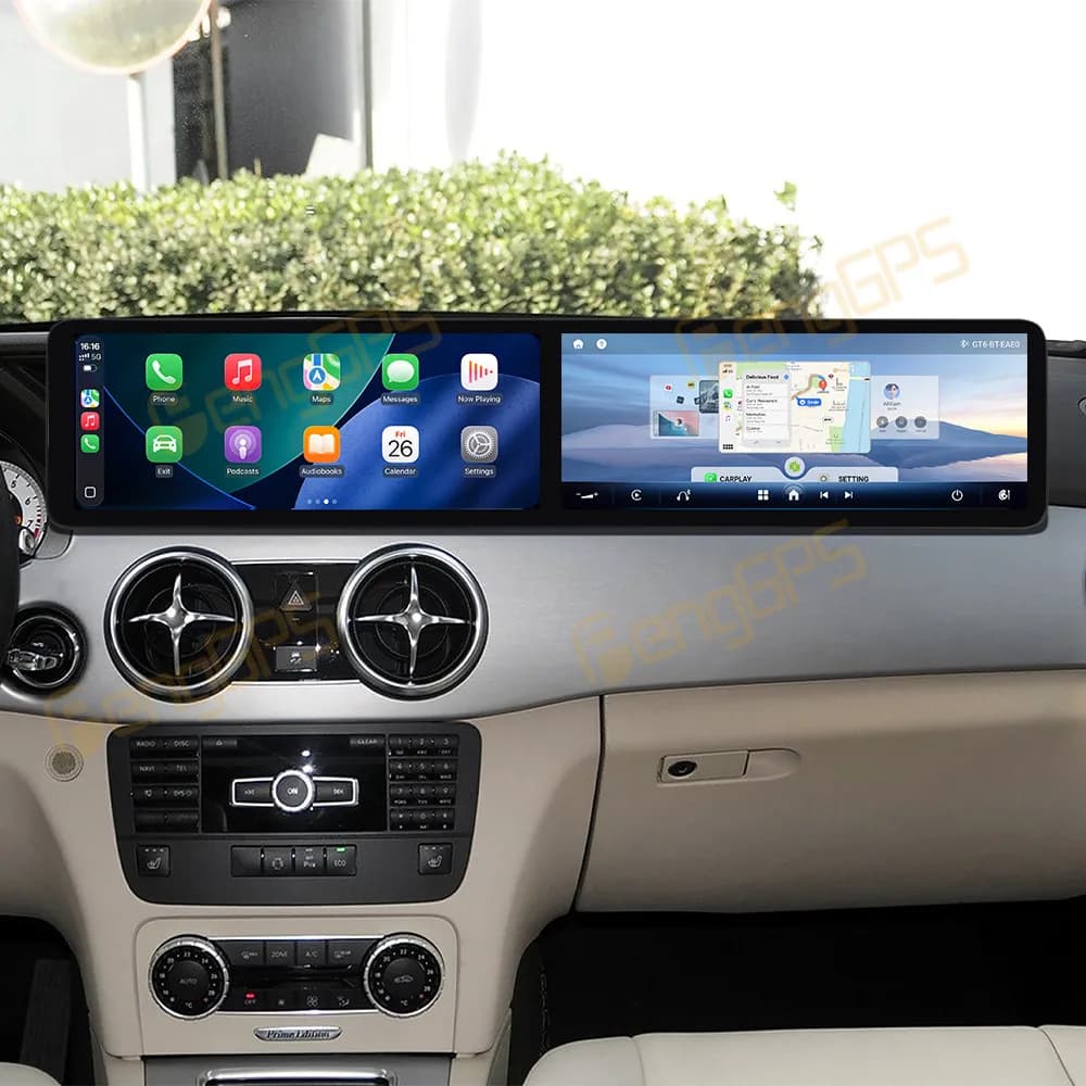 Dual 12.3" Touch Screen Android 14 Multimedia Player For Mercedes-Benz GLK 2013-2015 GPS Navi Car Radio Carplay Stereo Host