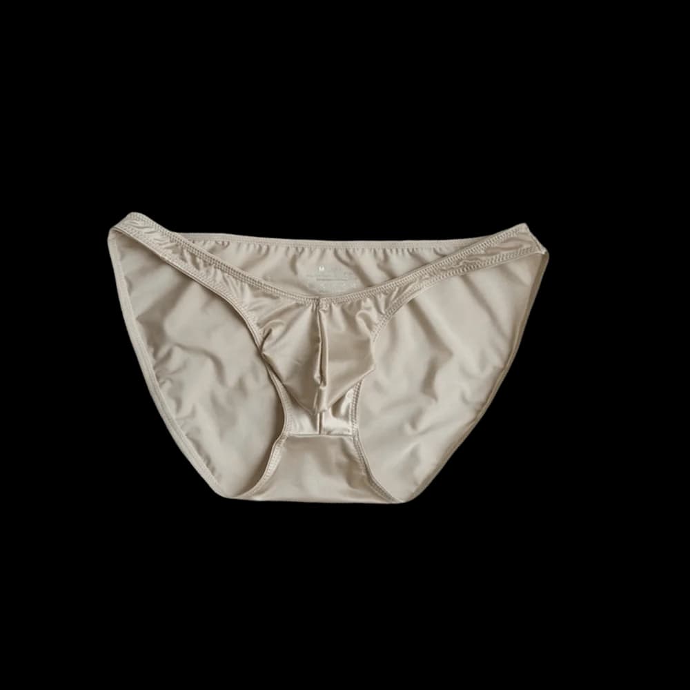 Solid Color Low Waist Men's U-Pouch Underwear Seamless Breathable Satin Silk Briefs Narrow Belt Lingerie Ice Silk Panties Men's