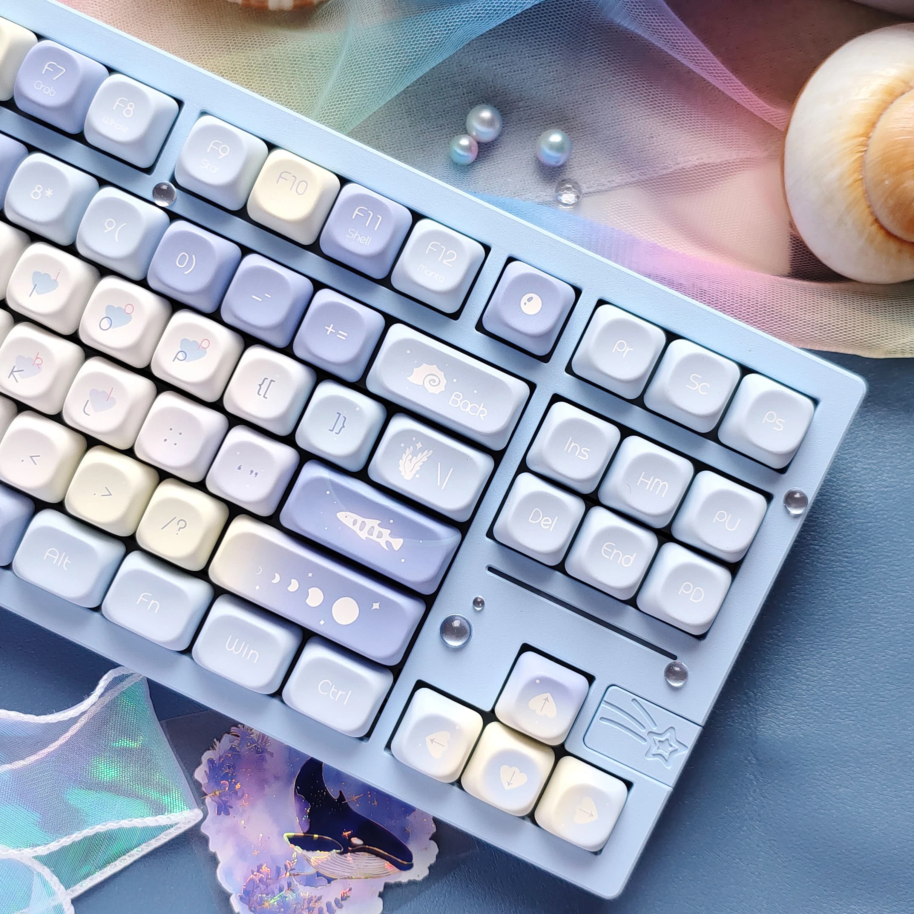 Copritasti a sublimazione a cinque lati 130 tasti Blue Dream MOA Profilo PBT Copritasti per tastiera da gioco meccanica Cherry MX Switch