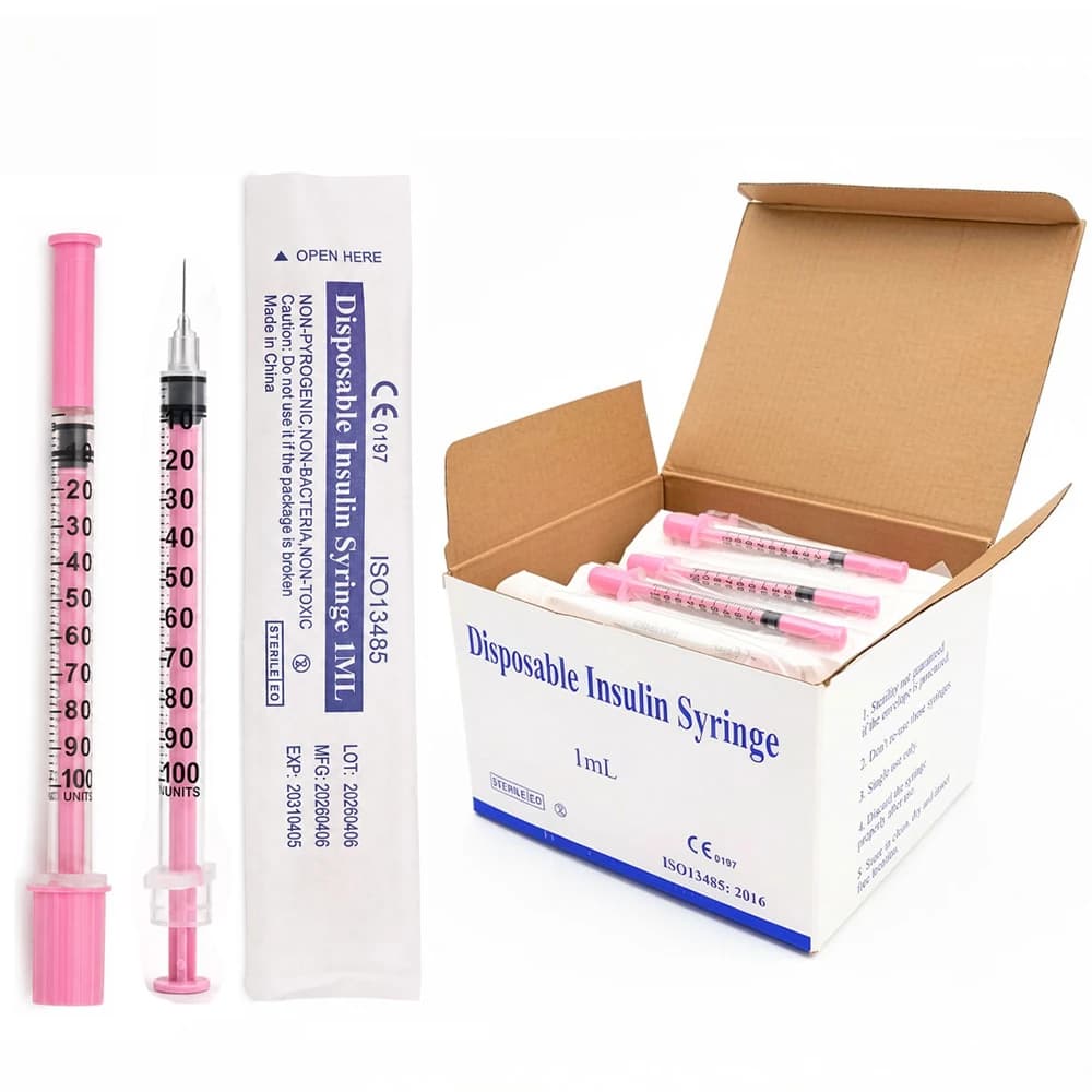 100Pcs/Box Beauty 1ml Pink Insulin Syringe 30G/31G Needle 8mm EO Gas Sterilized in Blister Pack for Beauty Machine Tools