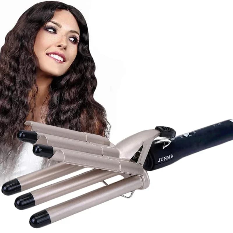 Electric Bigodino for hair, 5 barrel curling iron, five tube wand, corrugated iron in corrugated ceramic, permanent stem for volume